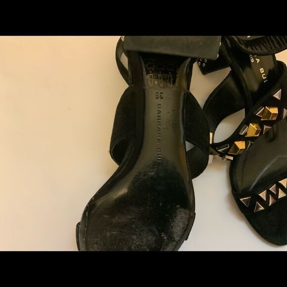 Barbara Bui Sandal Studded and Black suede Leather Heels Size: 36 - Picture 10 of 11